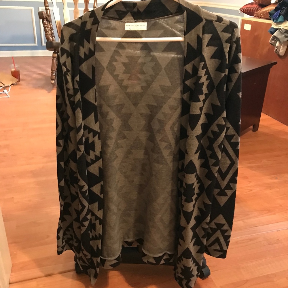 black and grey printed cardigan